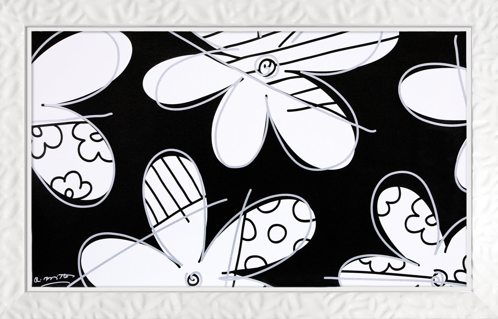 Romero Britto midnight flower limited edition print contemporary pop art piece