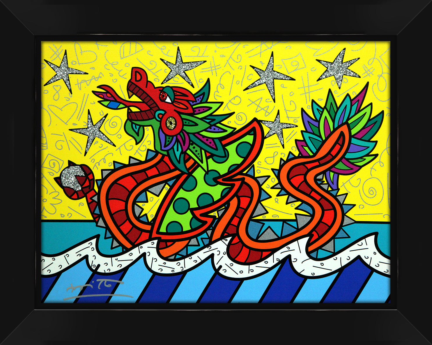 Romero Britto good fortune limited edition print colorful pop art design