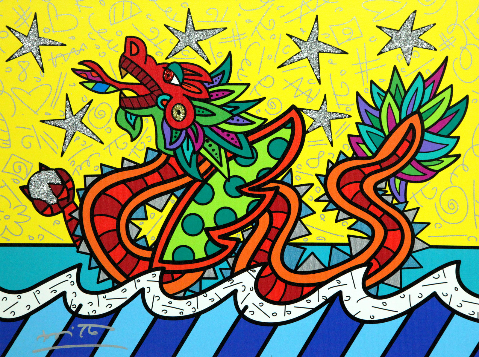 Romero Britto good fortune limited edition print colorful pop art design