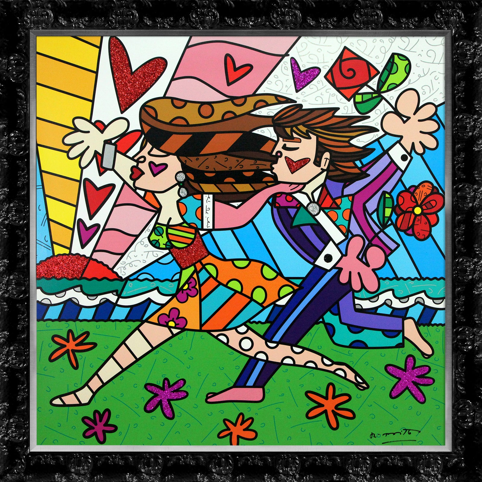 Romero Britto freedom of love limited edition contemporary pop art piece