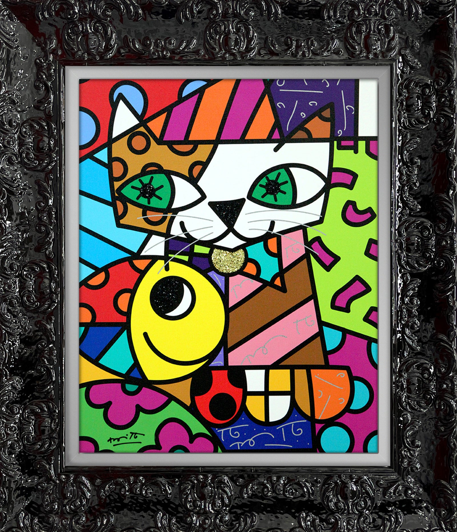 Romero Britto sam yellow limited edition print contemporary pop art piece