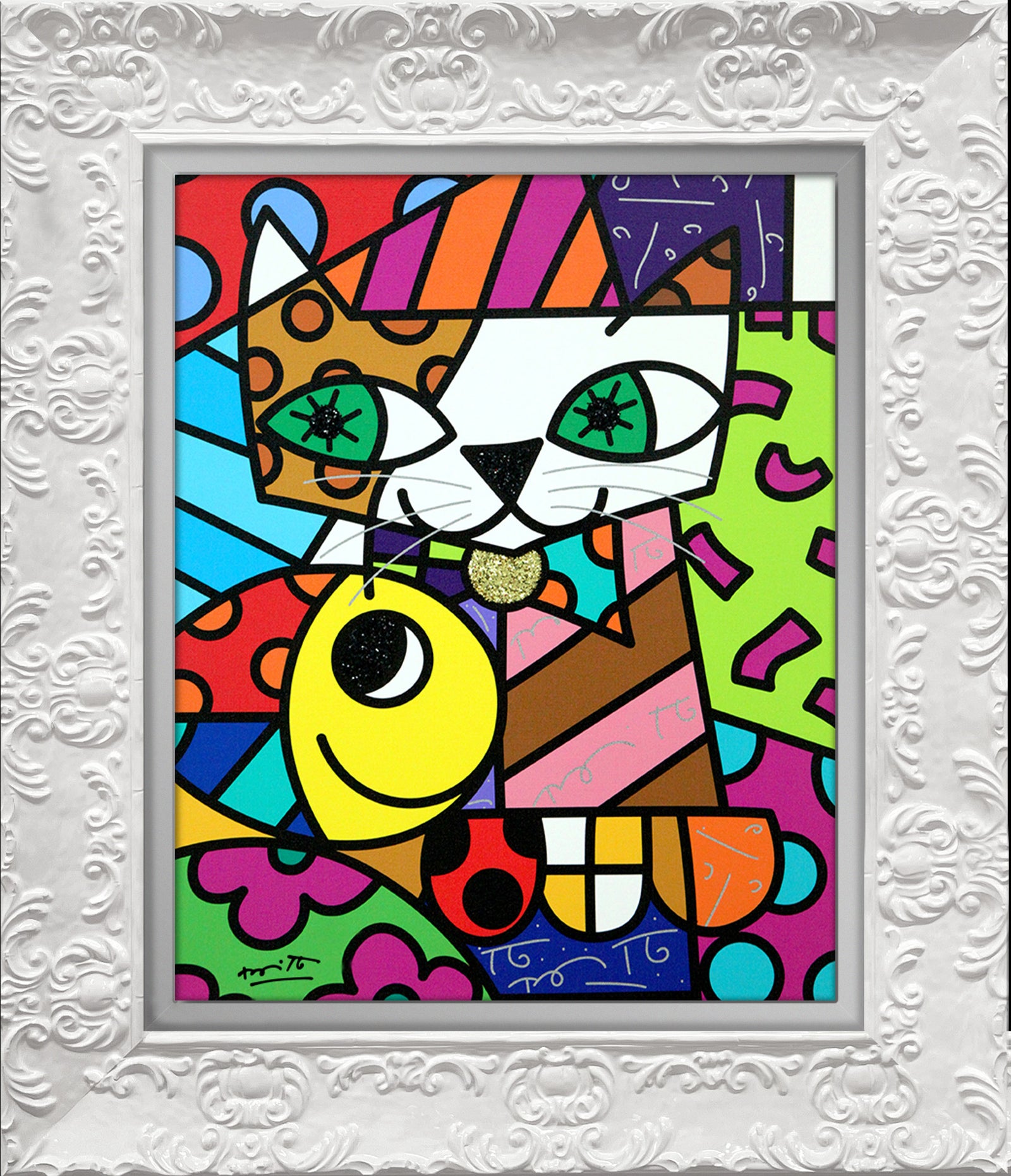 Romero Britto sam yellow limited edition print colorful pop art design