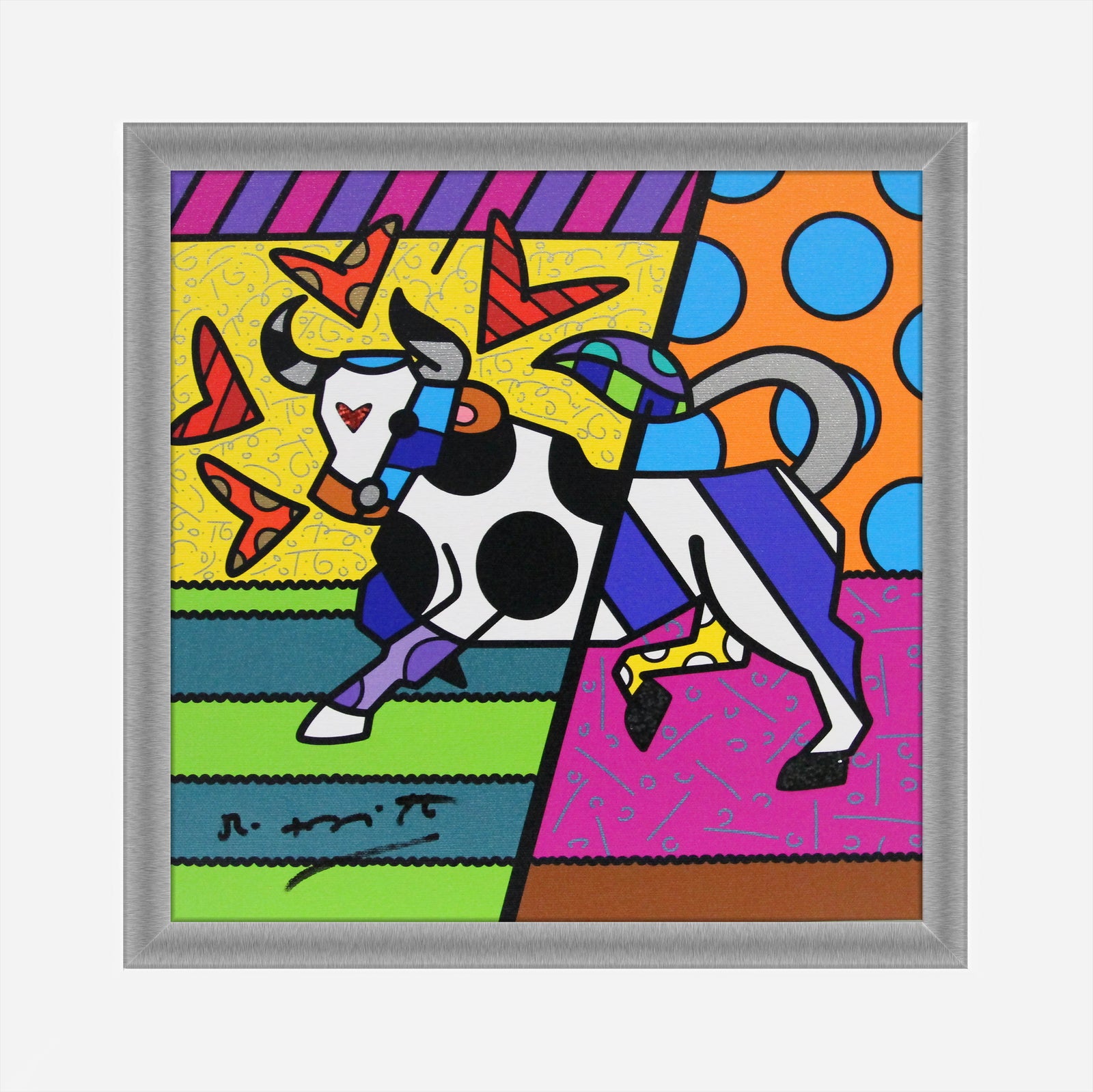 Romero Britto taurus limited edition print contemporary pop art piece