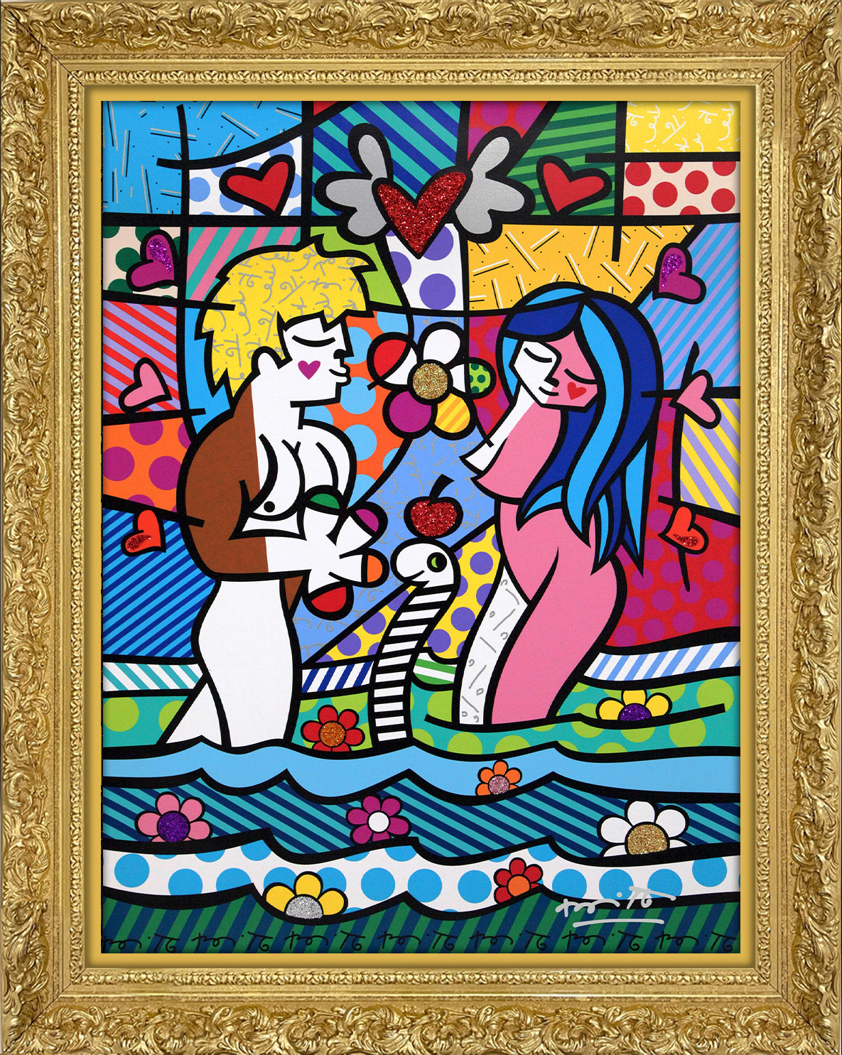 adam eve limited edition print artistic colorful design collectible