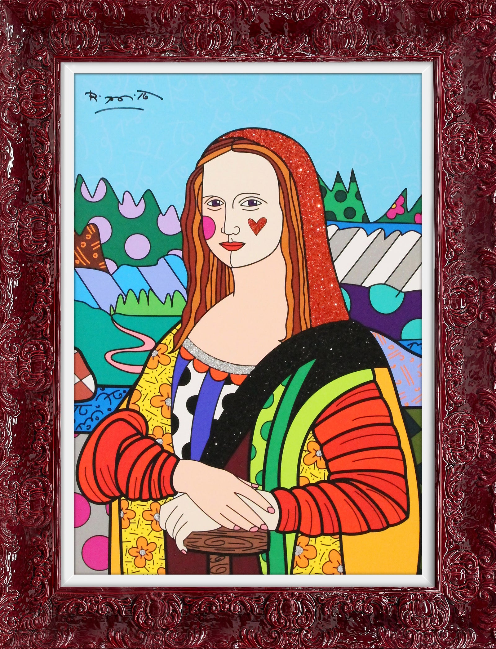 Romero Britto mona lisa limited edition print colorful pop art design