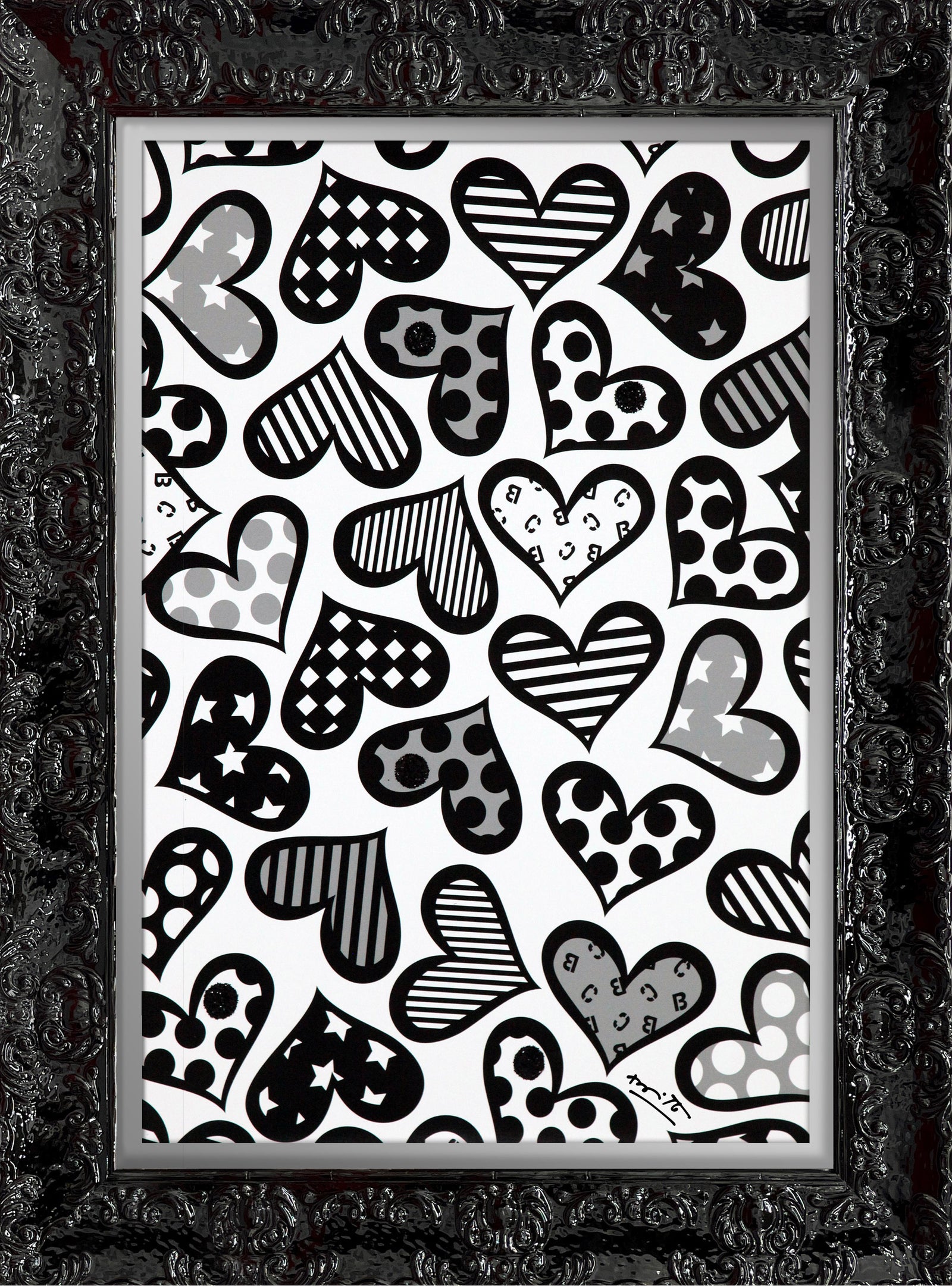 hearts black white limited edition colorful decorative collectible gift idea