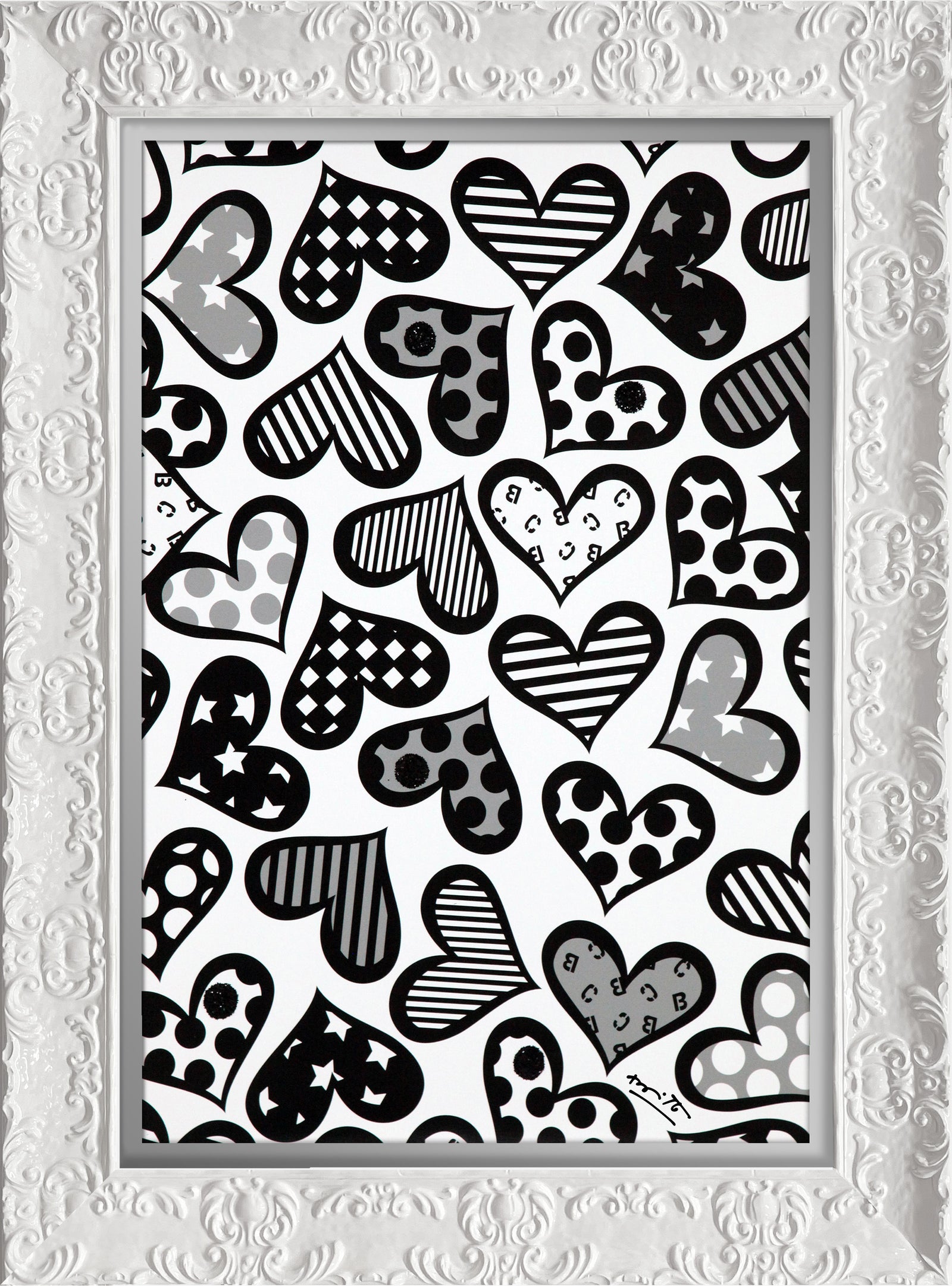 modern pop art hearts black white limited edition vibrant home decor