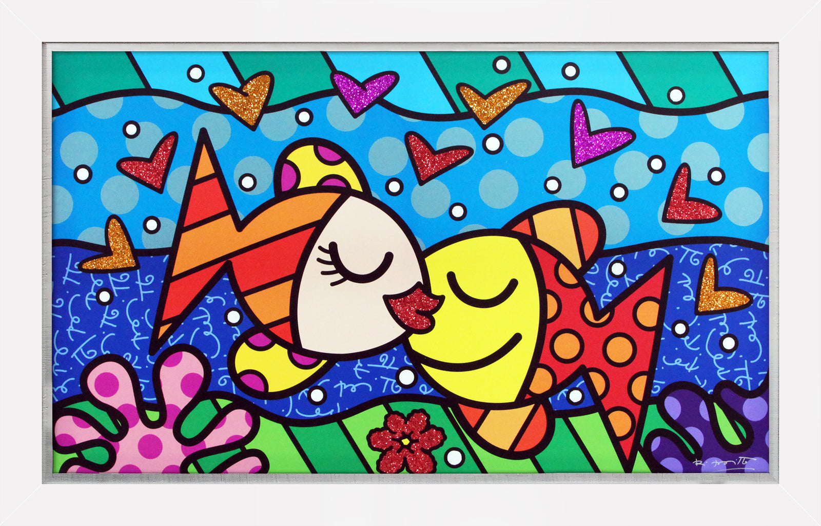 Romero Britto deep love limited edition print contemporary pop art piece