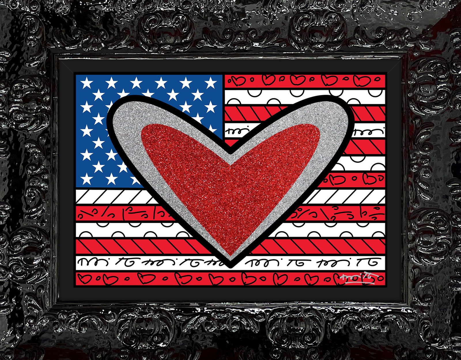 Romero Britto love usa limited edition print contemporary pop art piece