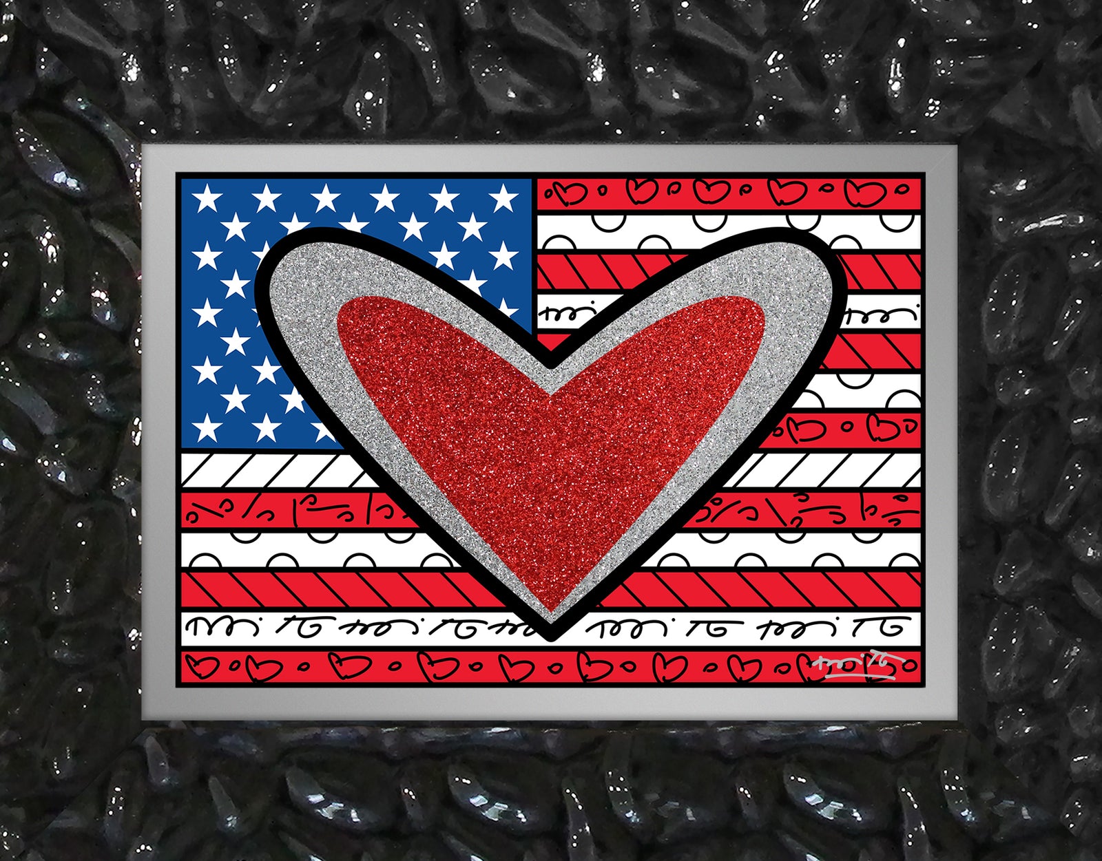Romero Britto love usa limited edition print colorful pop art design