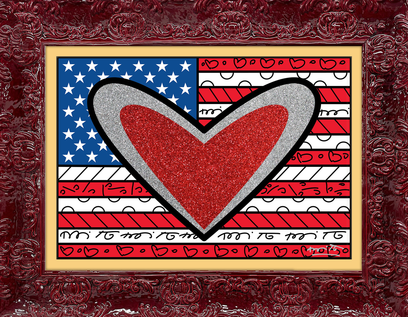 Romero Britto love usa limited edition print colorful pop art design