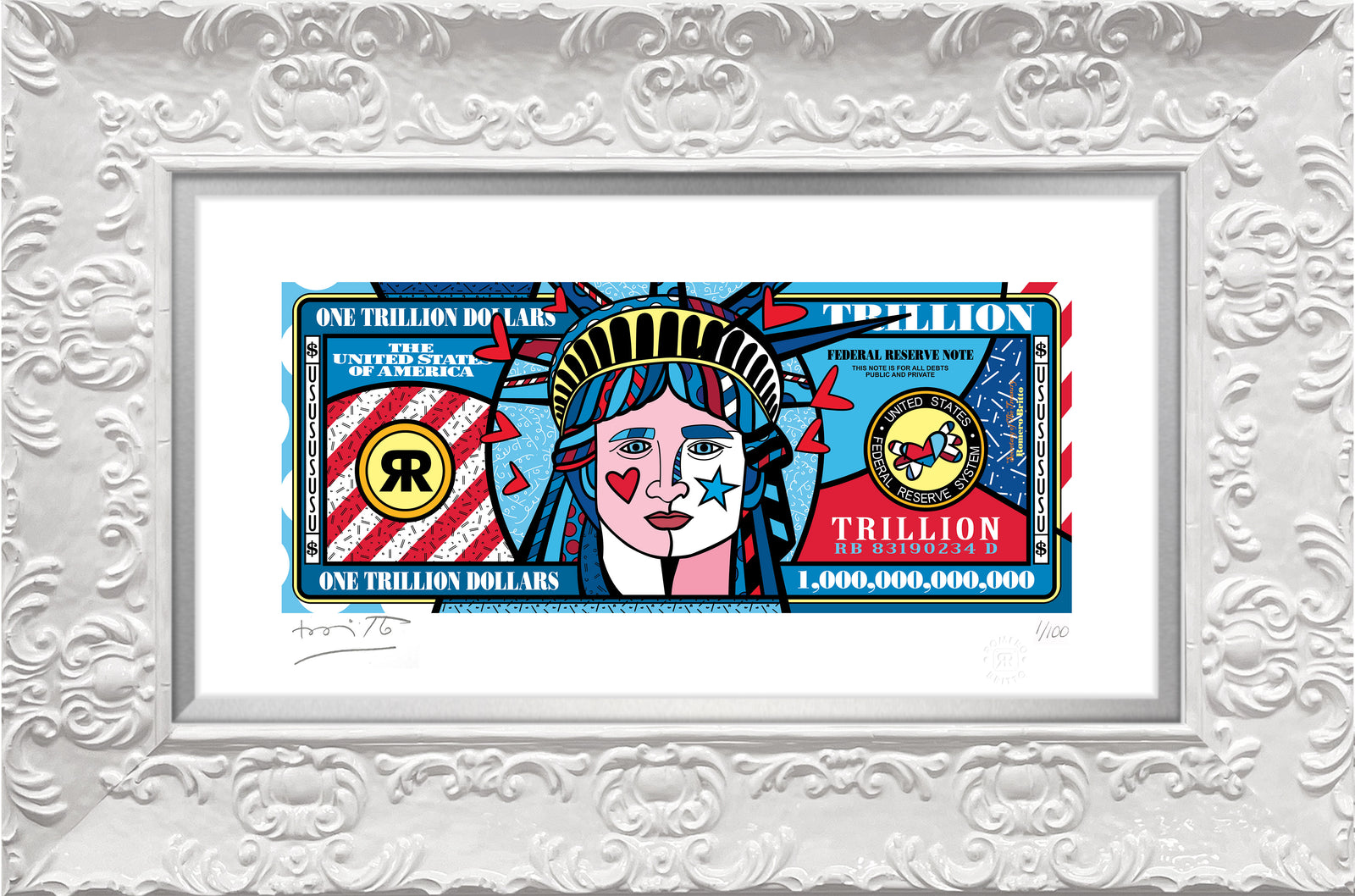 a trillion dollars limited edition artistic colorful design collectible