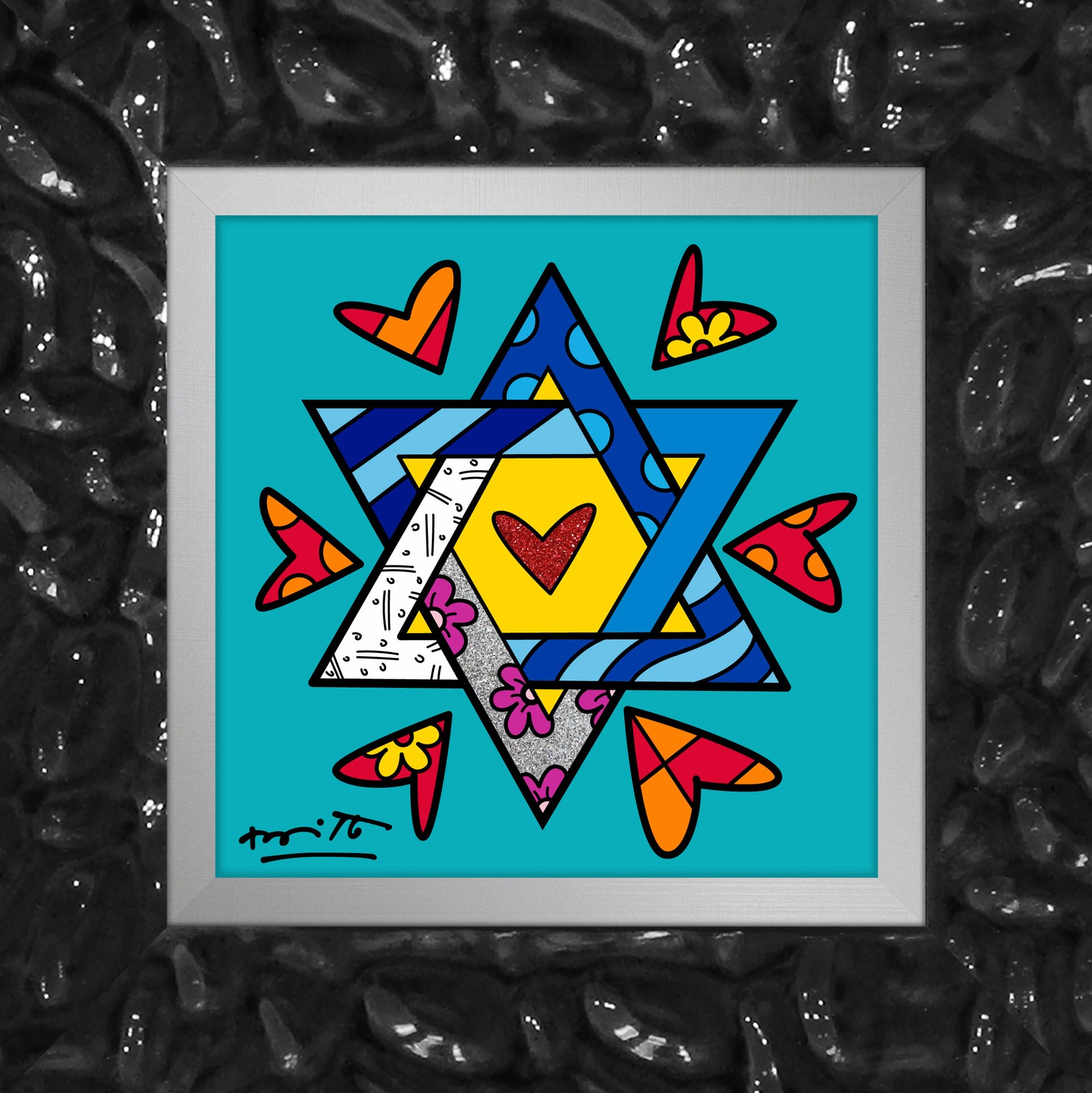 Romero Britto mazel tov star of david colorful pop art design
