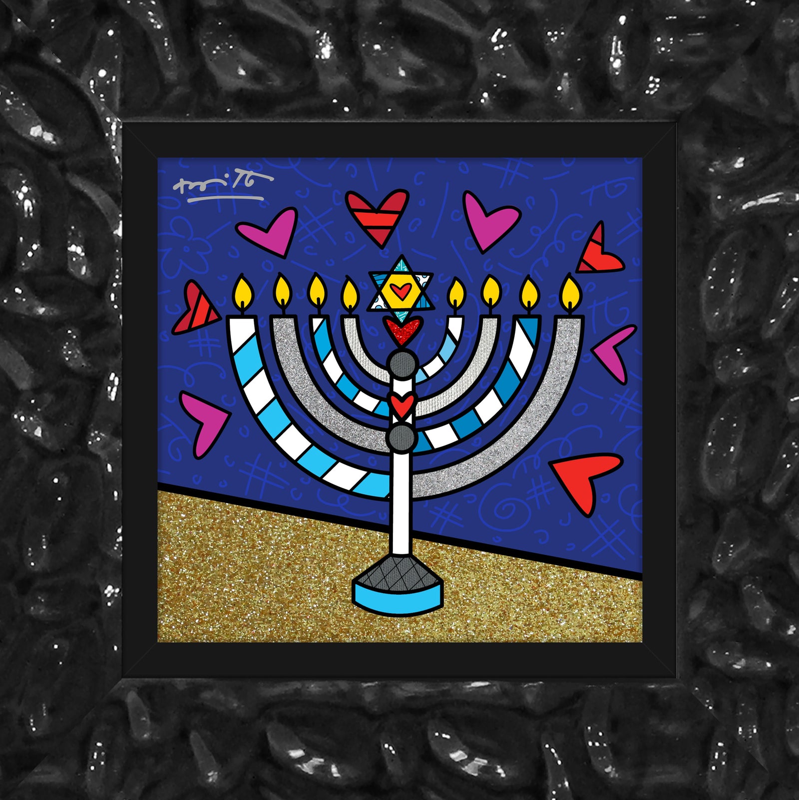 mazel tov menorah limited edition artistic colorful design collectible
