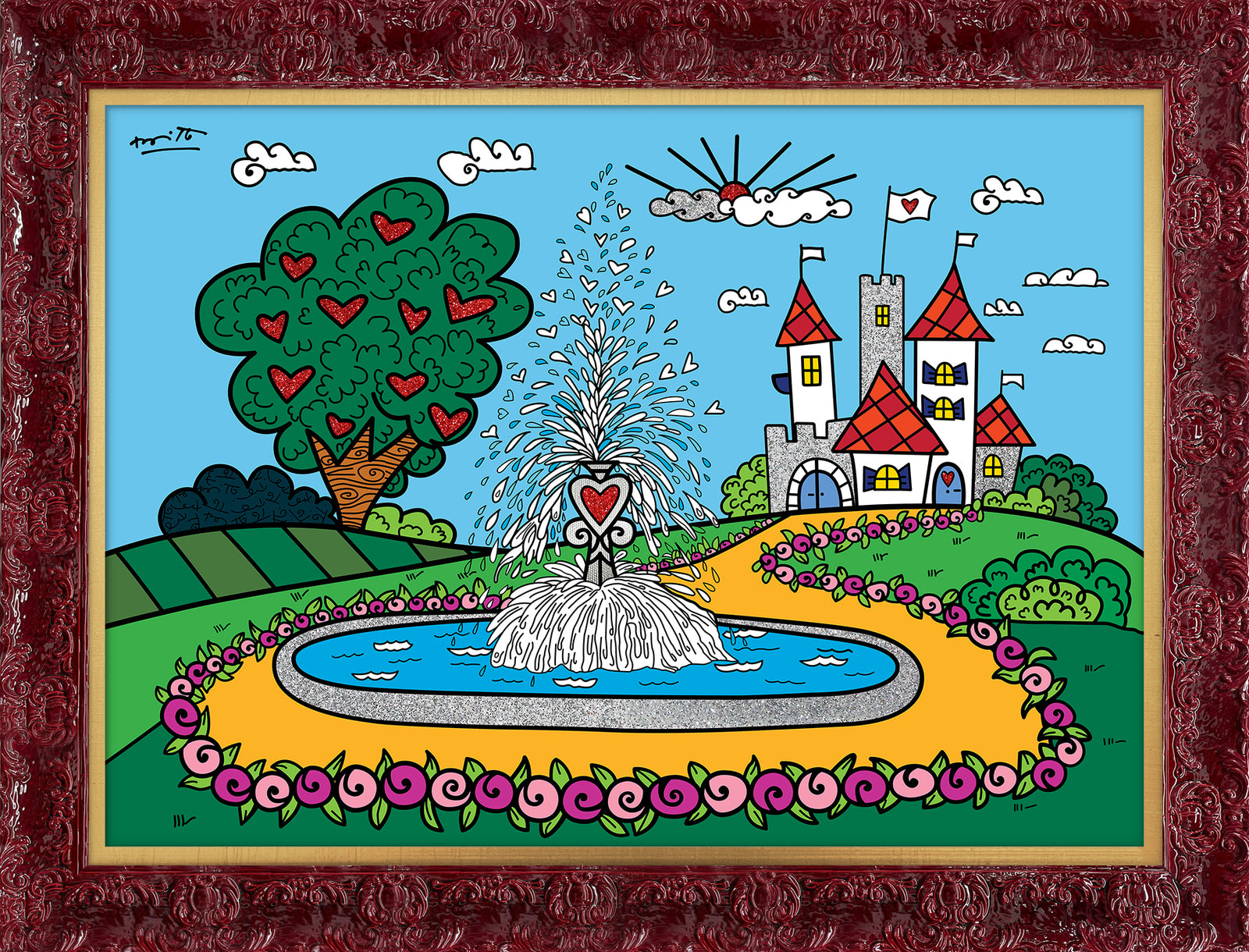 Romero Britto the fountain of happiness and colorful pop art design