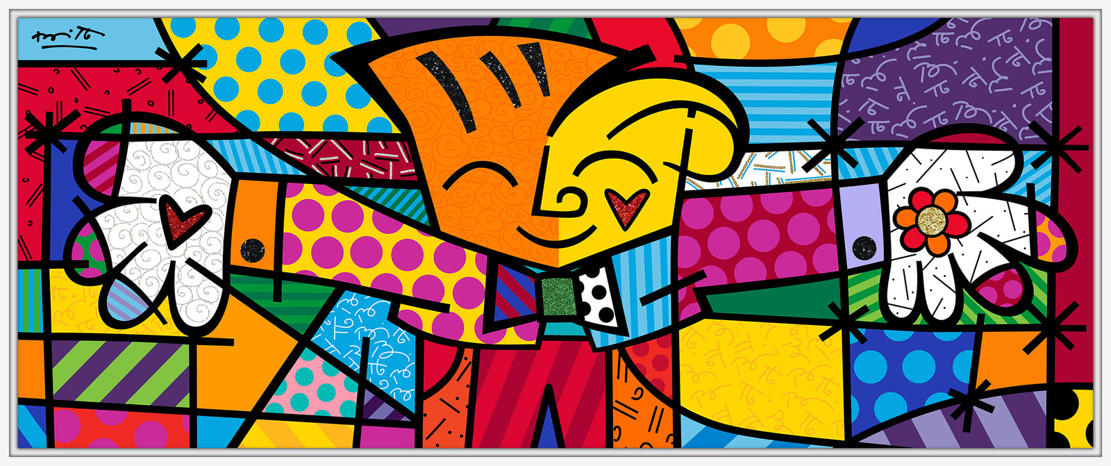 Romero Britto big hug limited edition print colorful pop art design