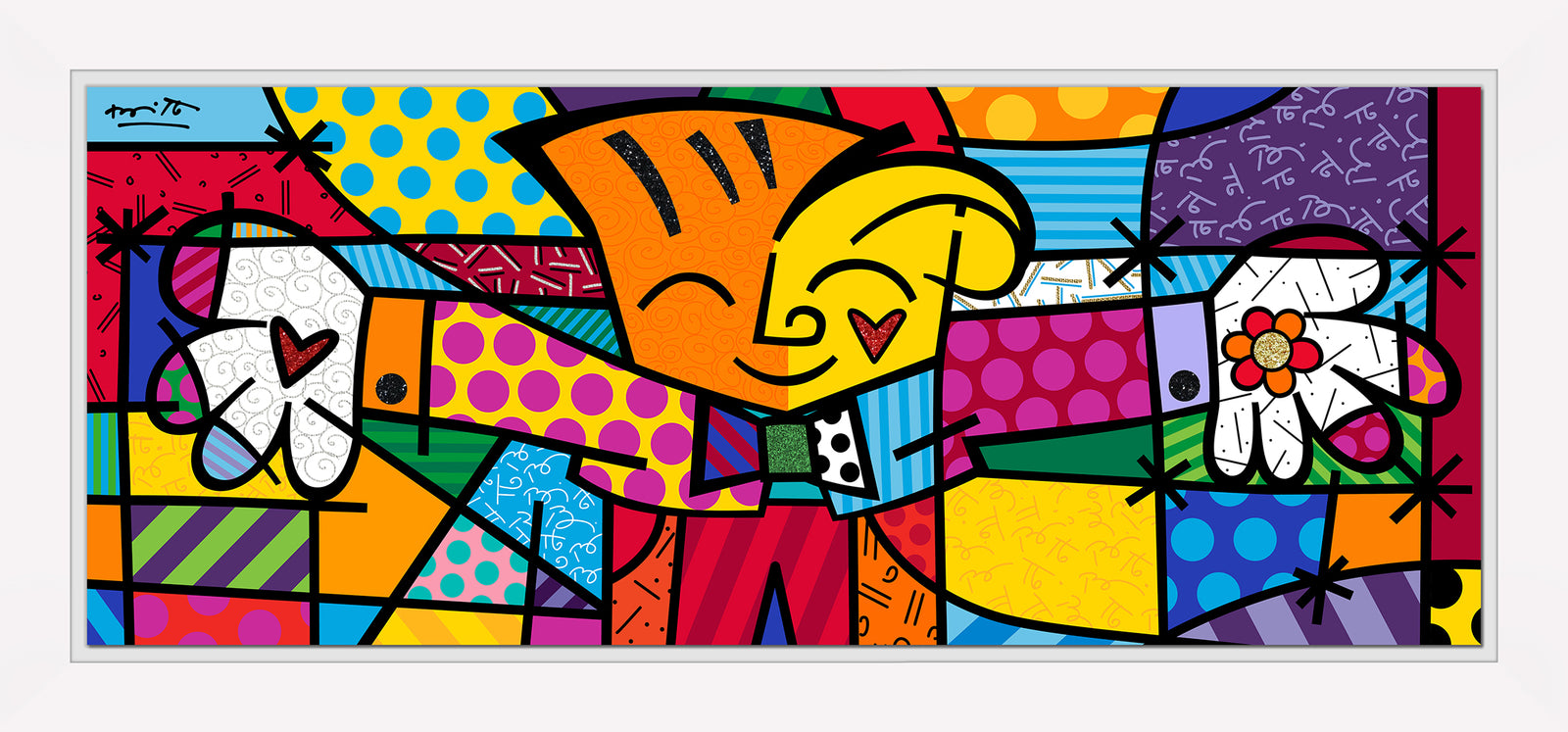 Romero Britto big hug limited edition print contemporary pop art piece