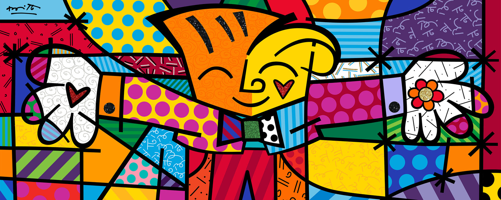 Romero Britto big hug limited edition print colorful pop art design