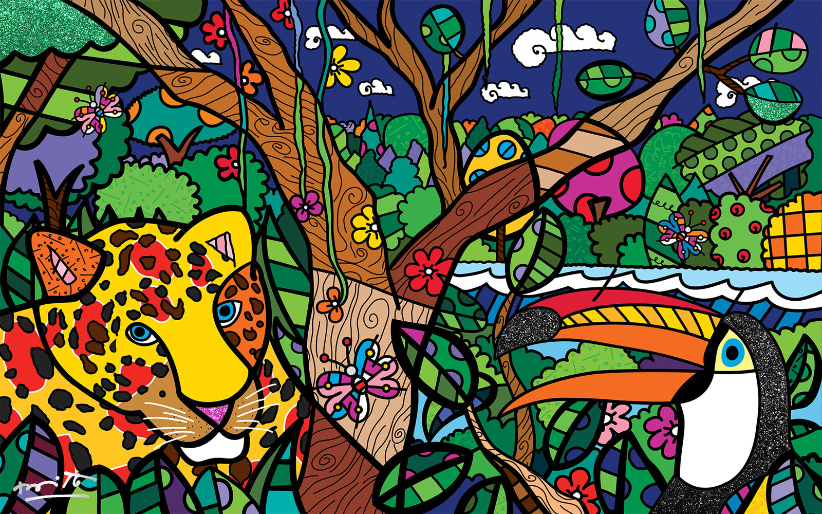 Romero Britto brazilian amazon limited edition print colorful pop art design