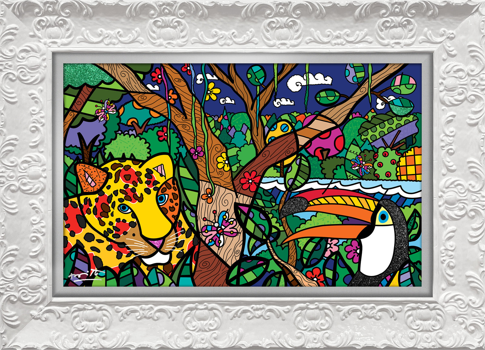 Romero Britto brazilian amazon limited edition print colorful pop art design