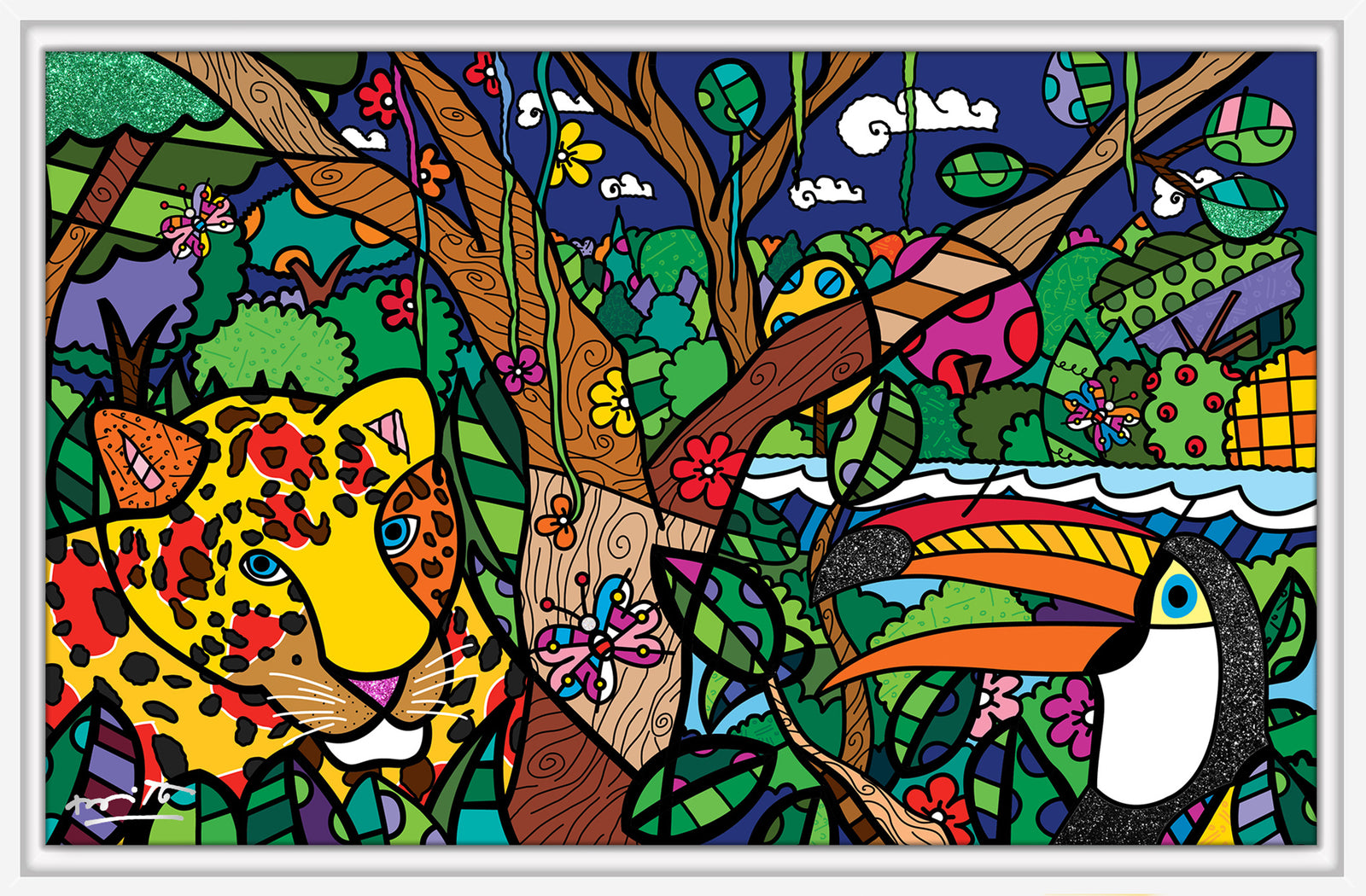 Romero Britto brazilian amazon limited edition print colorful pop art design