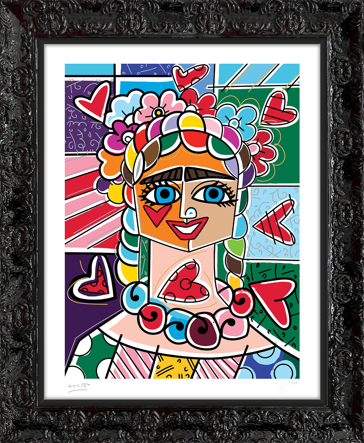 Romero Britto frida glow limited edition print colorful pop art design