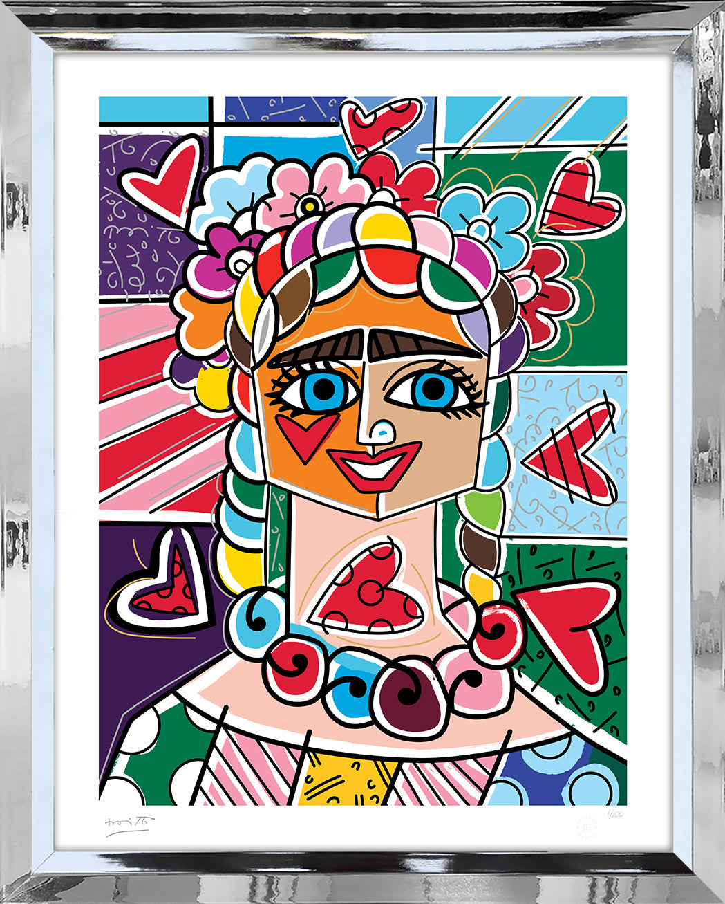 Romero Britto frida glow limited edition print contemporary pop art piece
