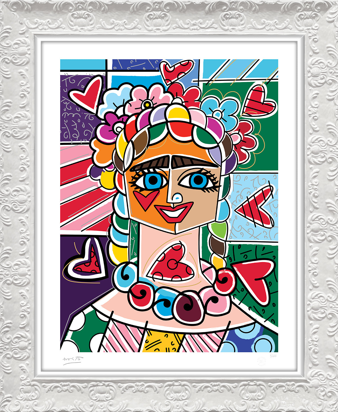 Romero Britto frida glow limited edition print colorful pop art design