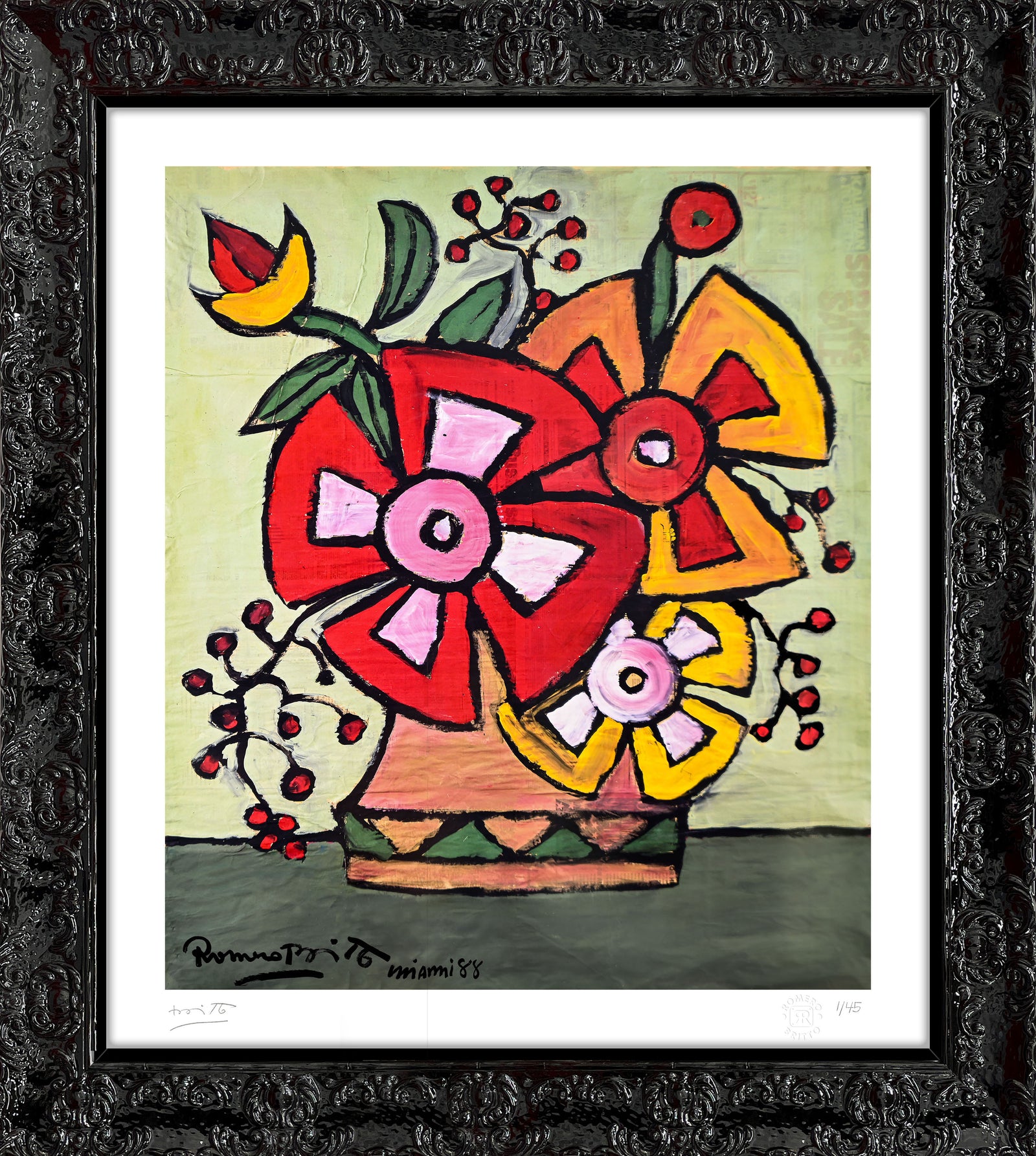 Romero Britto everglades flowers limited edition print colorful pop art design