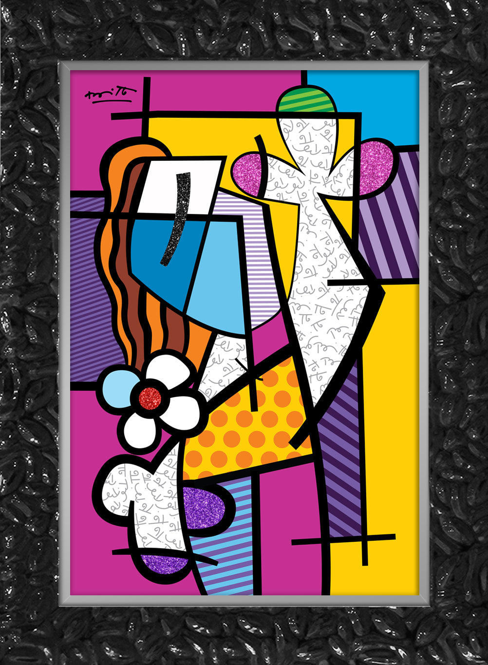 Romero Britto girl with red hair limited contemporary pop art piece