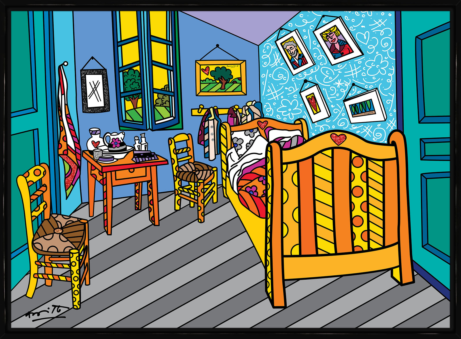Romero Britto sleeping in arles limited edition colorful pop art design