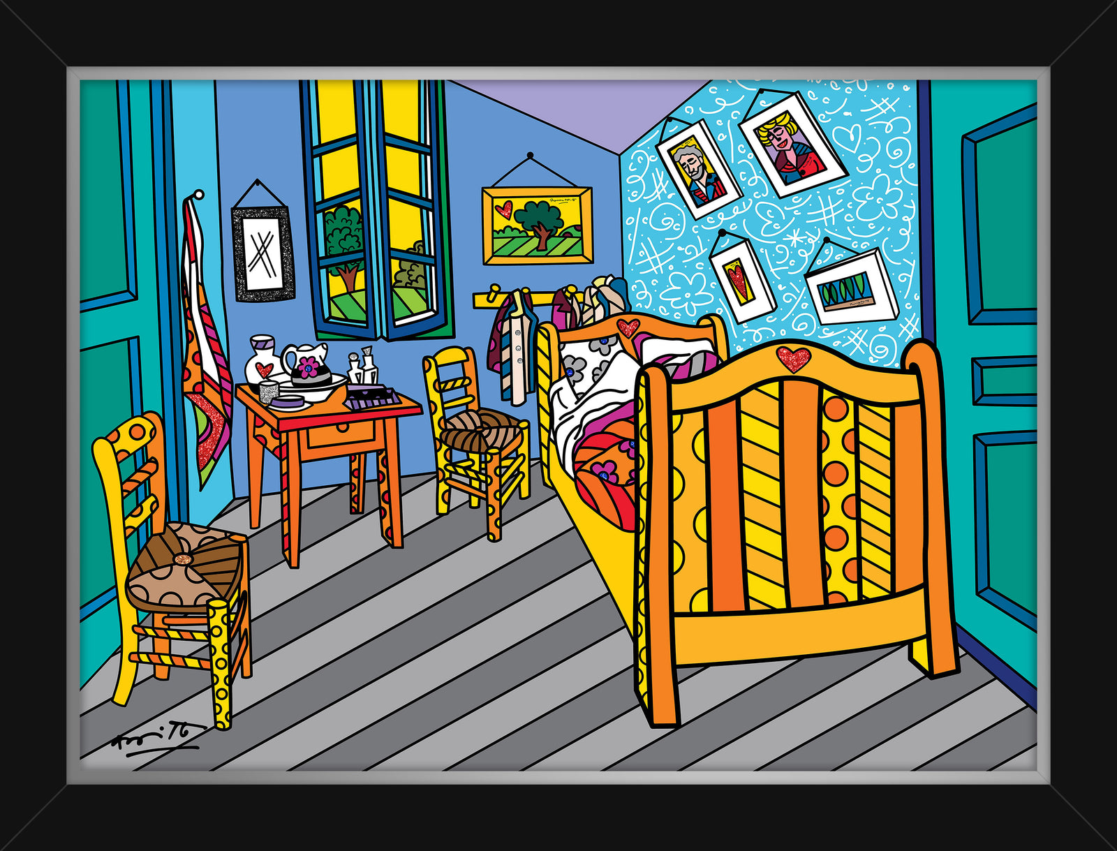 Romero Britto sleeping in arles limited edition colorful pop art design