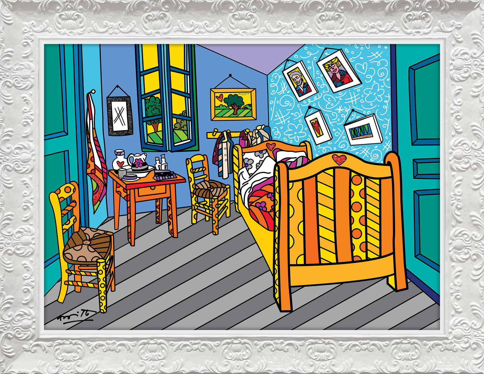 Romero Britto sleeping in arles limited edition colorful pop art design