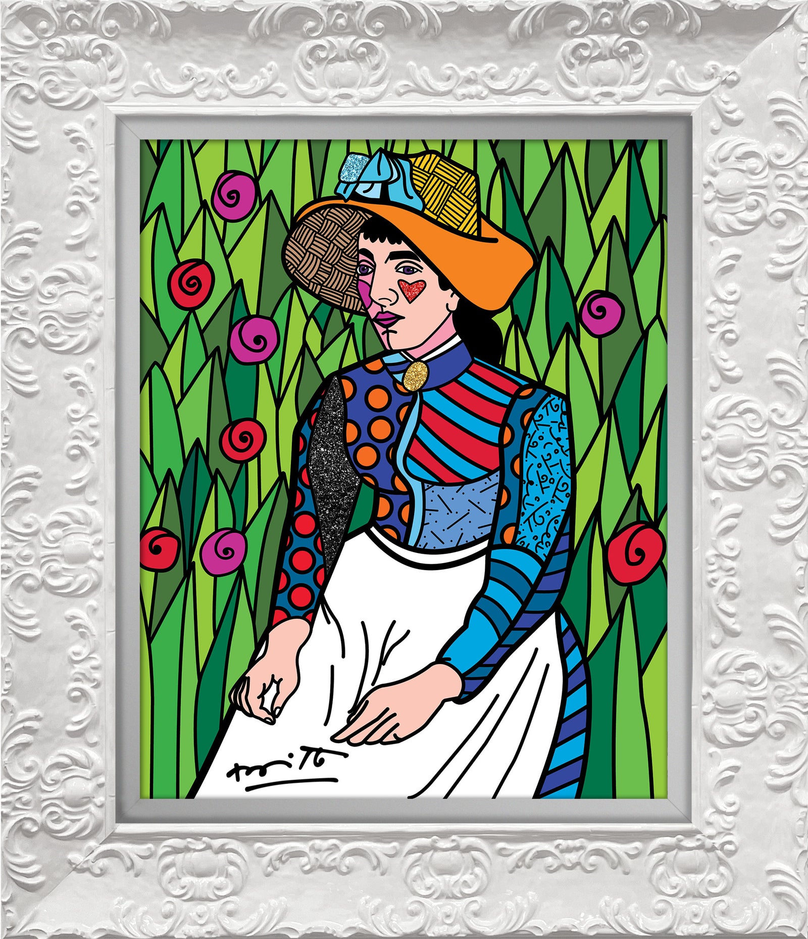 modern pop art girl in white limited edition vibrant home decor