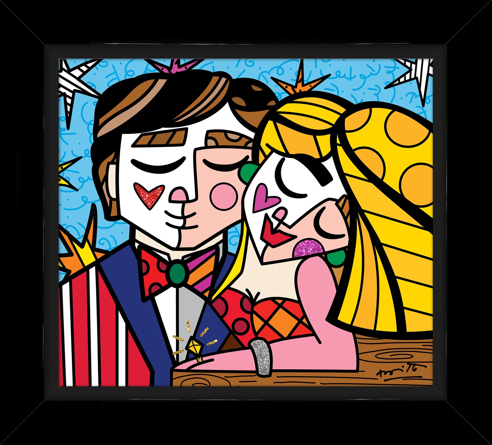 Romero Britto serendipitous love limited edition print contemporary pop art piece