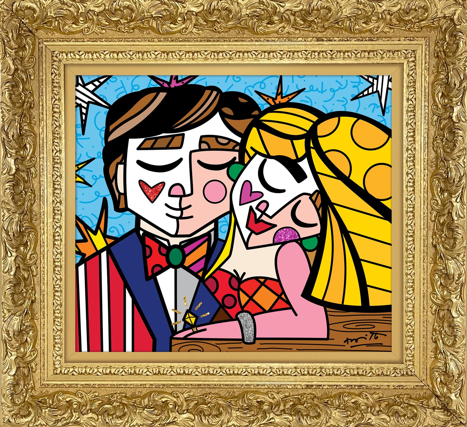 Romero Britto serendipitous love limited edition print contemporary pop art piece