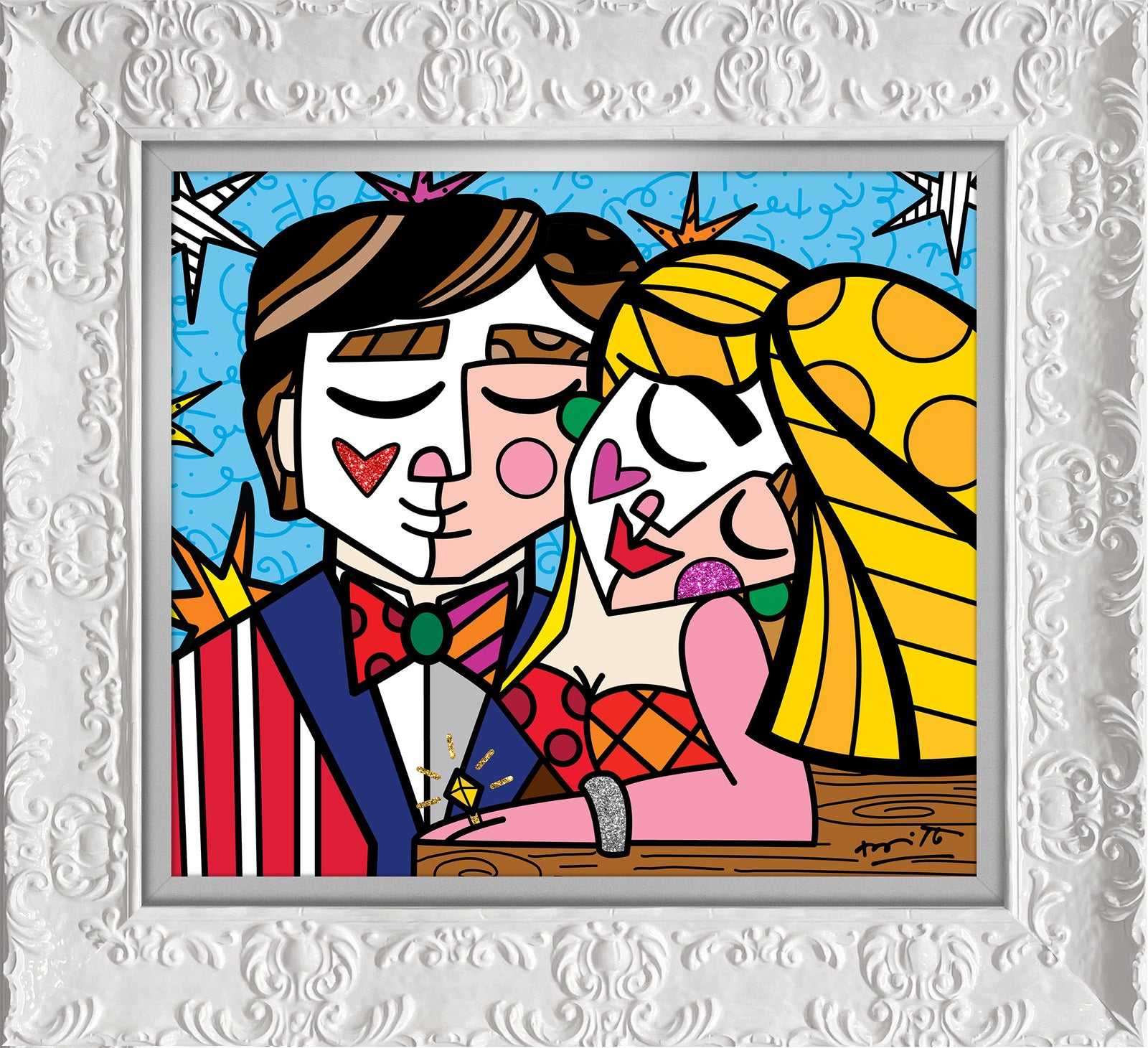 Romero Britto serendipitous love limited edition print contemporary pop art piece