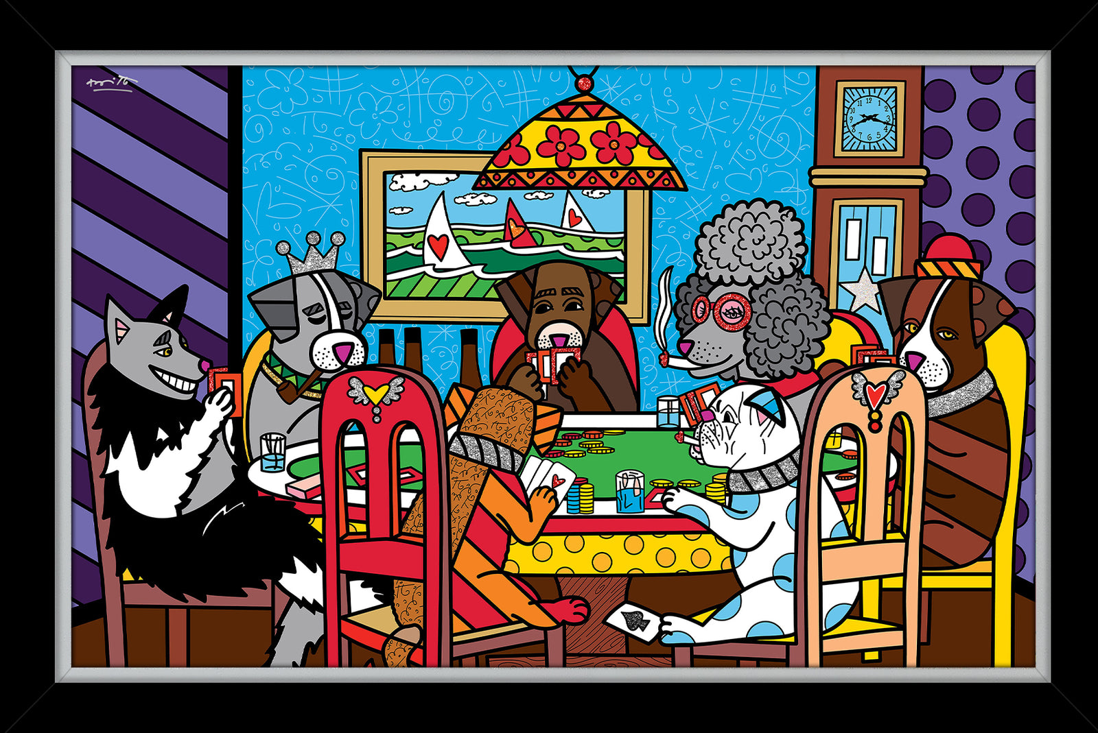 Romero Britto game night limited edition print contemporary pop art piece
