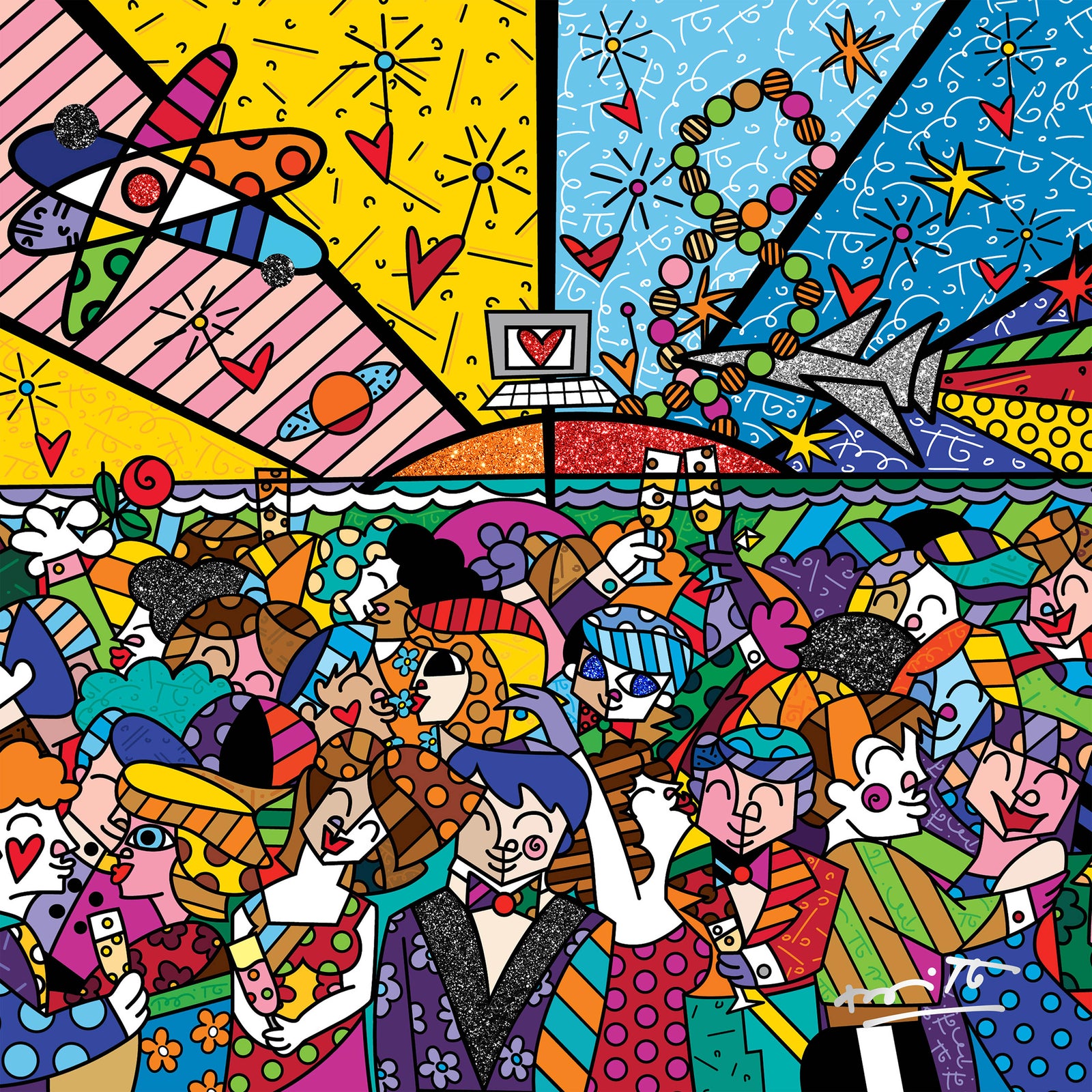Romero Britto looking into the future limited colorful pop art design