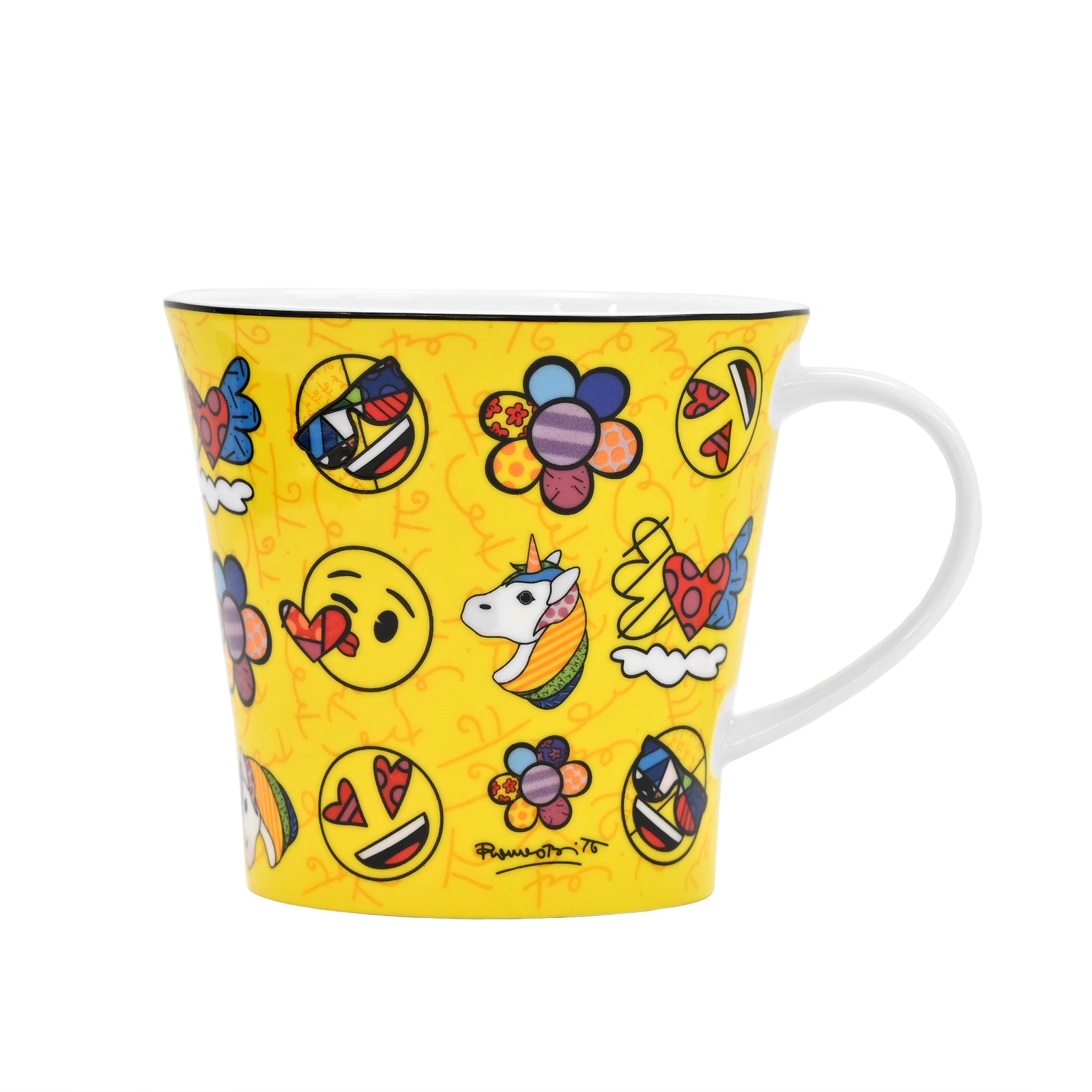 Romero Britto summer feelings emoji mug colorful pop art design