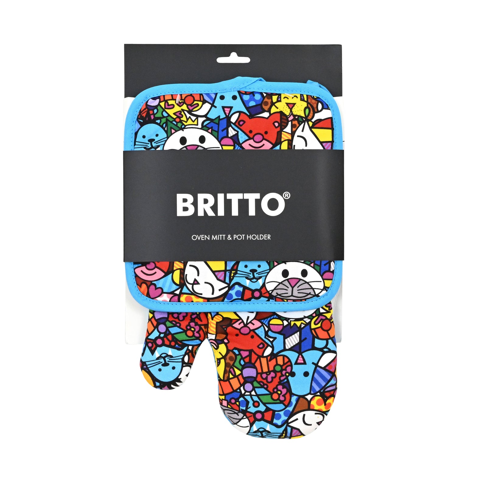 britto oven mitt potholder set artistic colorful design collectible