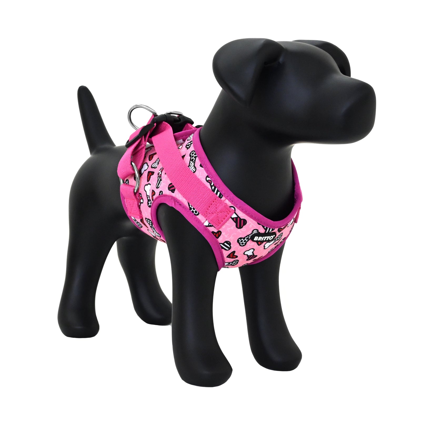 BRITTO® PET Small Dog Harness and Leash - Pink Bones and Hearts
