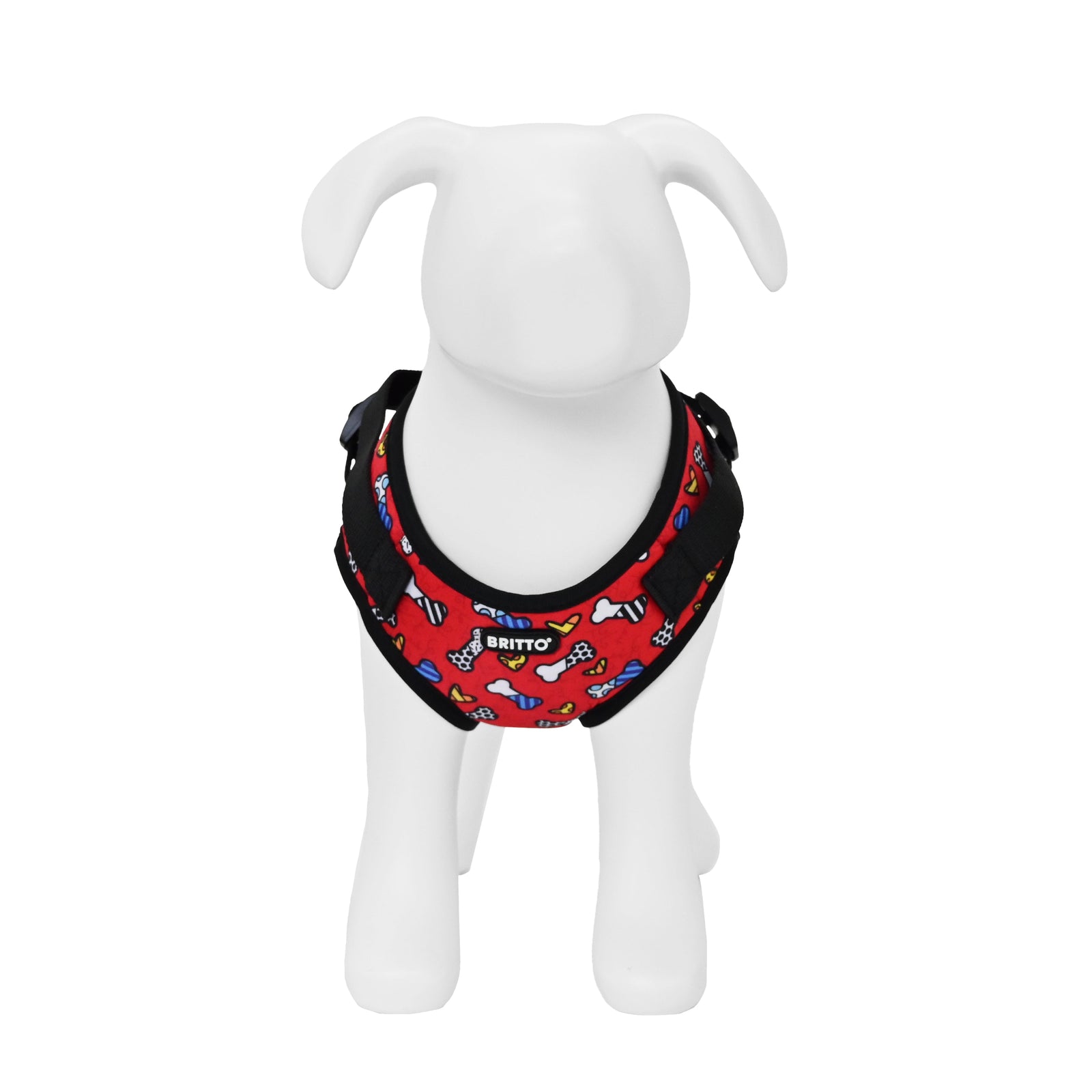 BRITTO® PET Small Dog Harness and Leash - Red Bones and Hearts