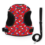 BRITTO® PET Small Dog Harness and Leash  - Red Bones and Hearts