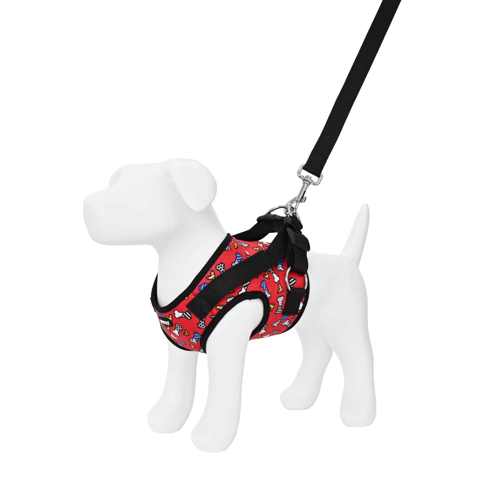 BRITTO® PET Small Dog Harness and Leash - Red Bones and Hearts