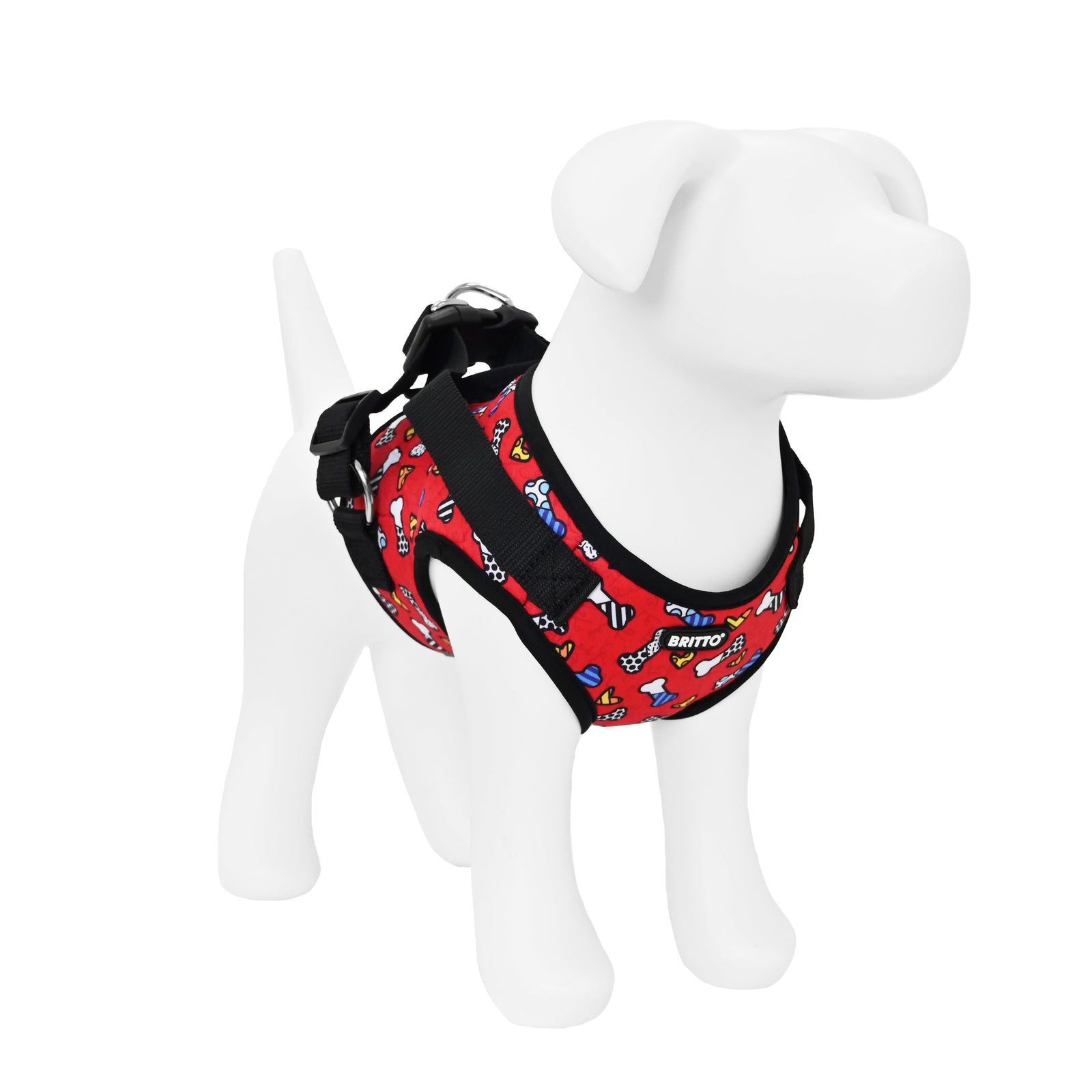 BRITTO® PET Small Dog Harness and Leash - Red Bones and Hearts