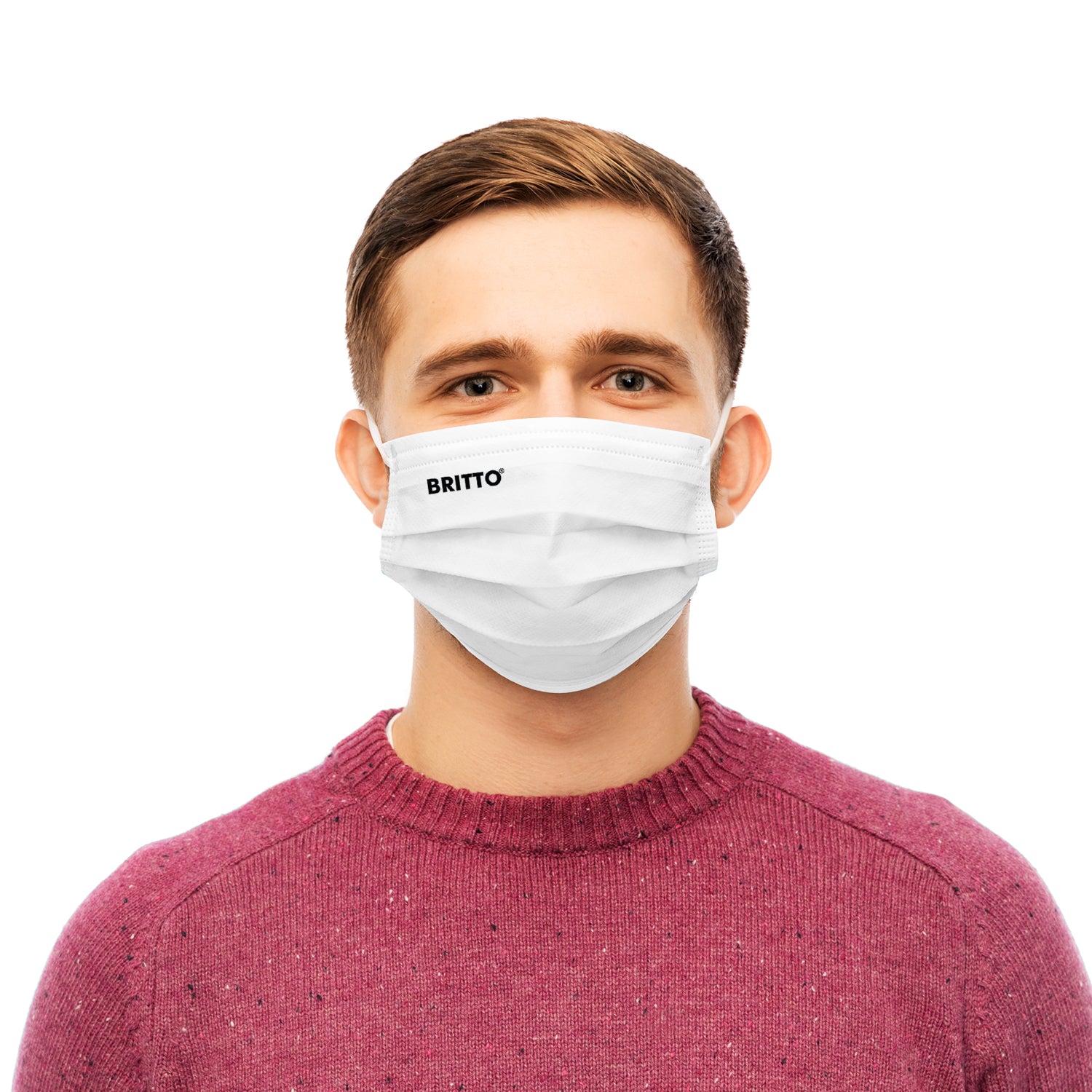 BRITTO® Limited Edition - Double Layer Face Mask - BRITTO (WHITE) 5-PACK