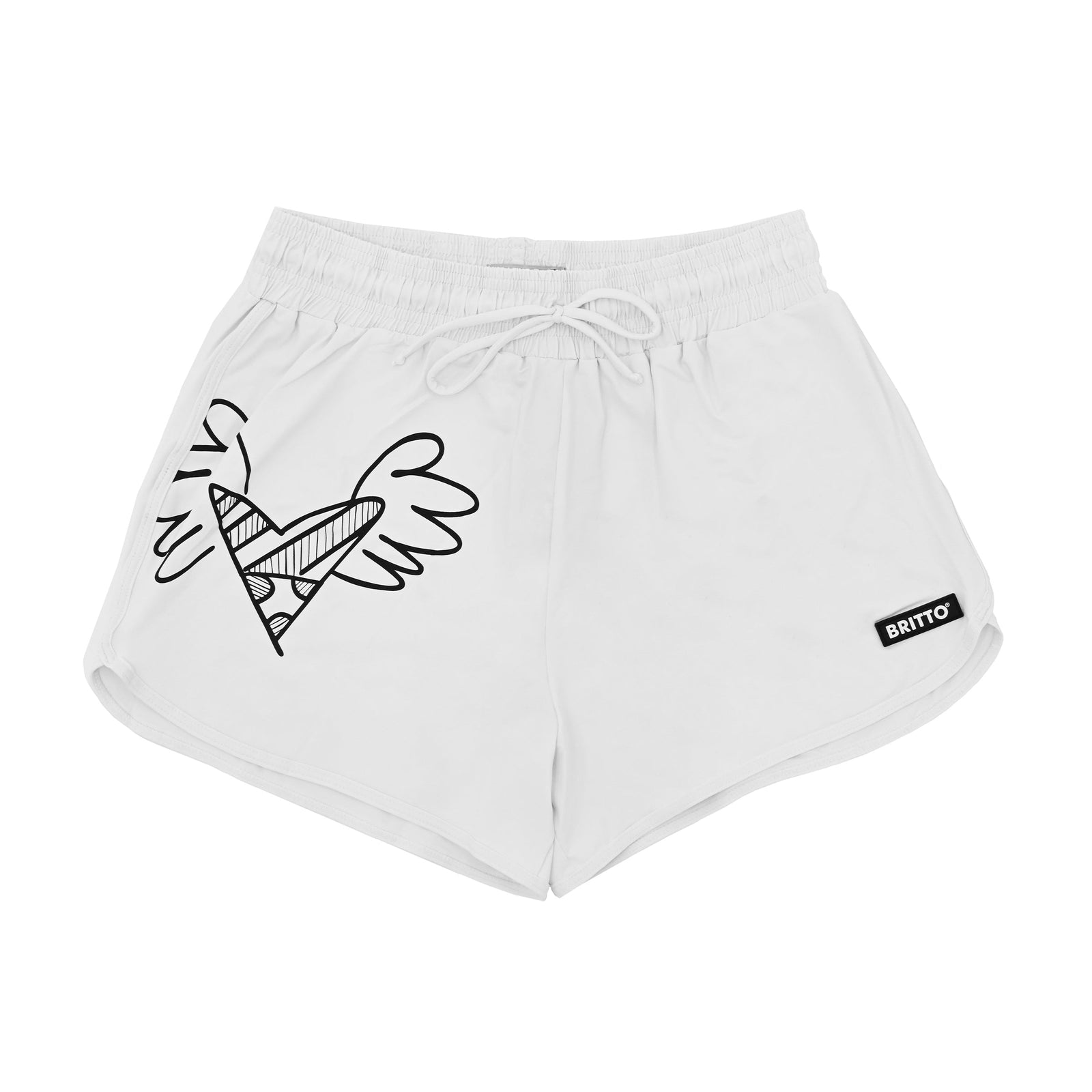 Romero Britto white britto shorts for women contemporary pop art piece
