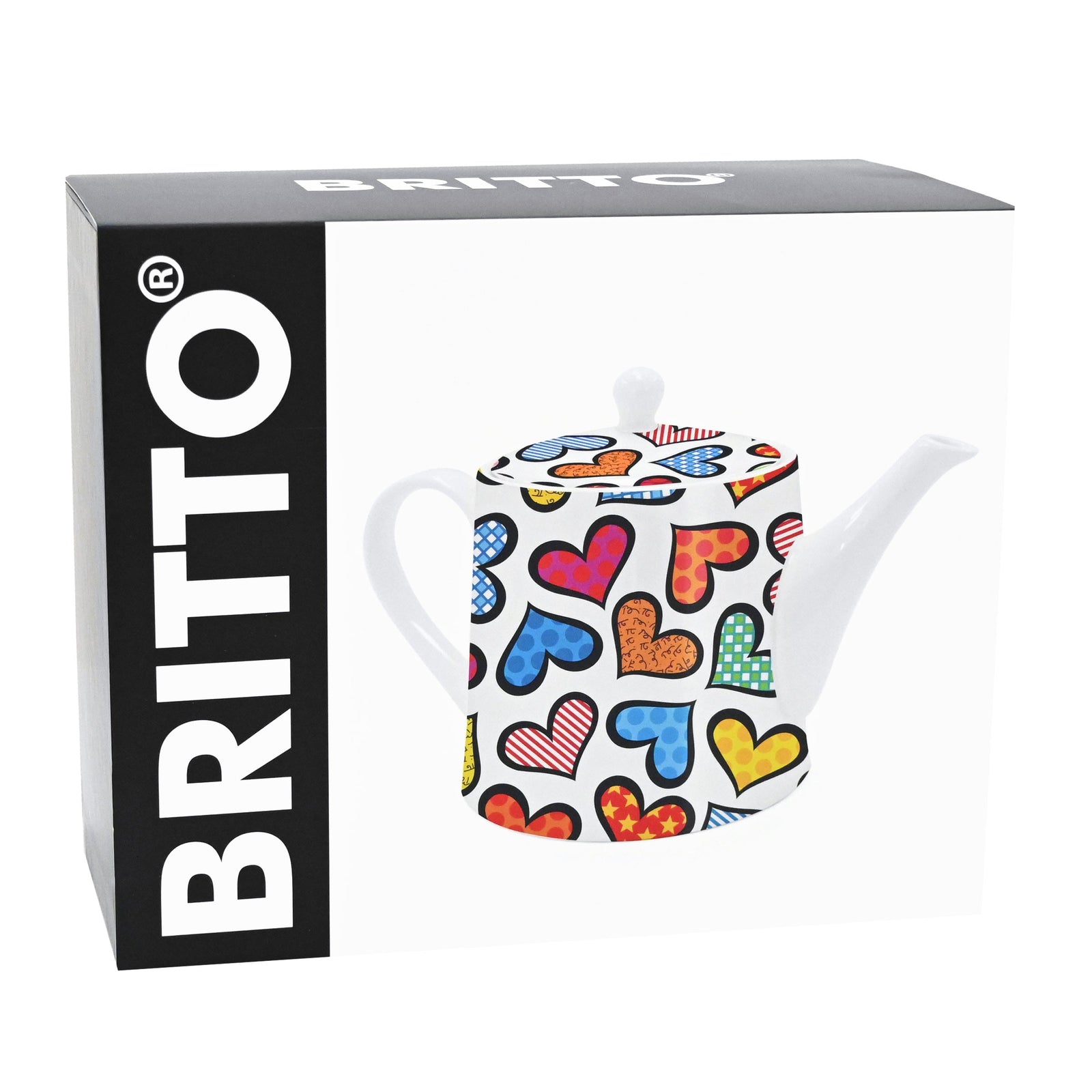 modern pop art hearts britto coffeetea pot vibrant home decor