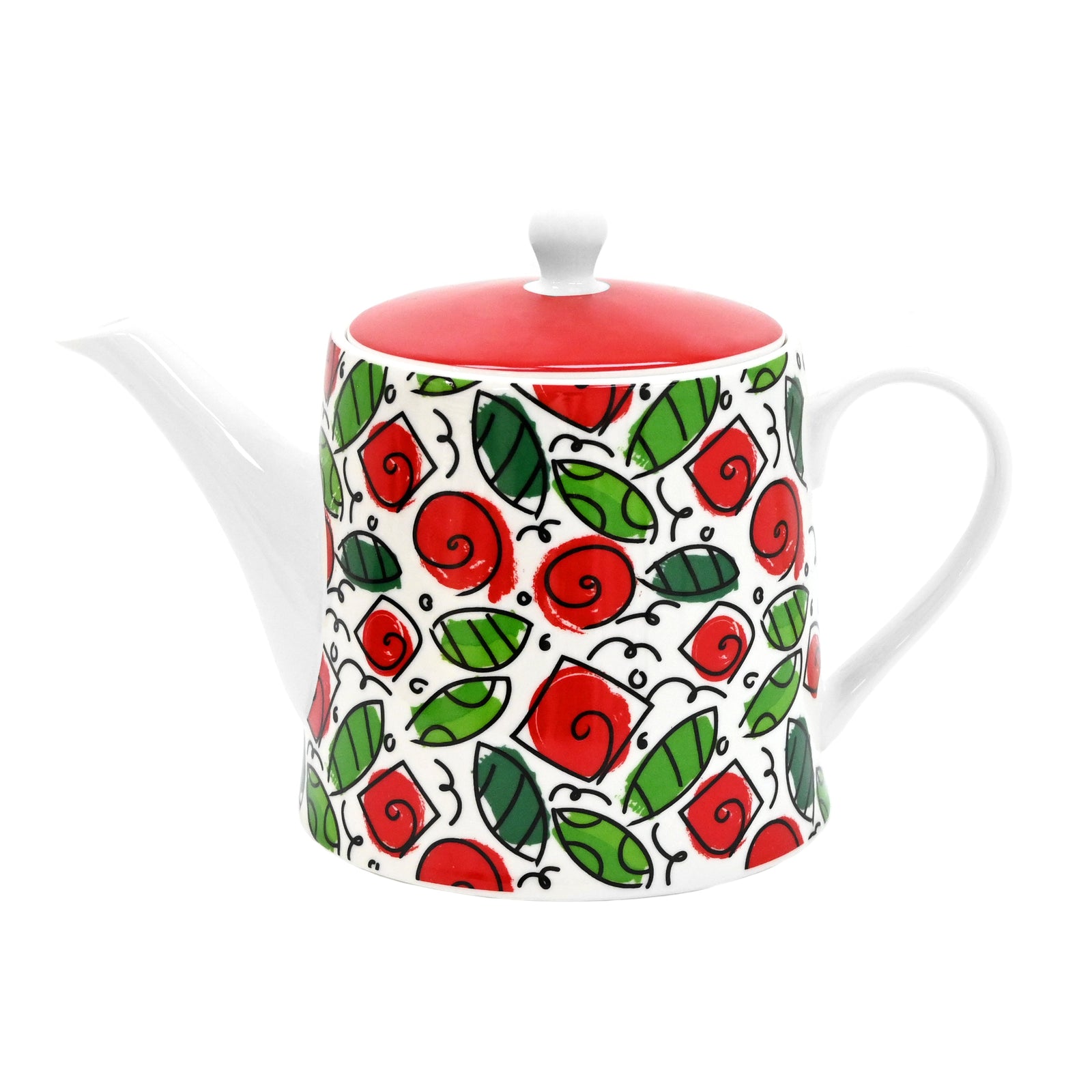 britto coffeetea pot roses artistic colorful design collectible